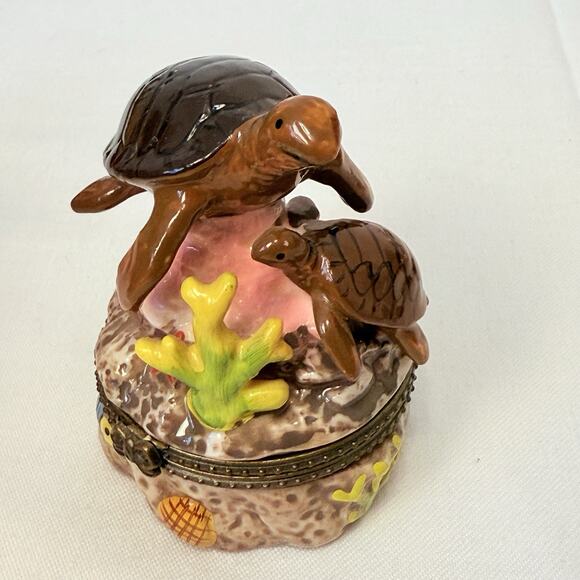 Vtg Direct Connections Co. Sea Turtles Hinged Trinket Box - Picture 8 of 12